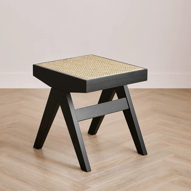 Minimalist Rattan Wood Low Stool