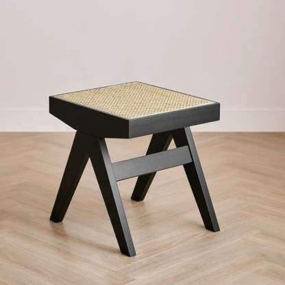Minimalist Rattan Wood Low Stool