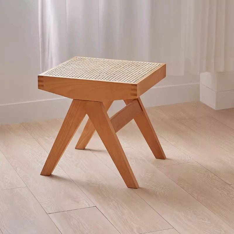 Minimalist Rattan Wood Low Stool