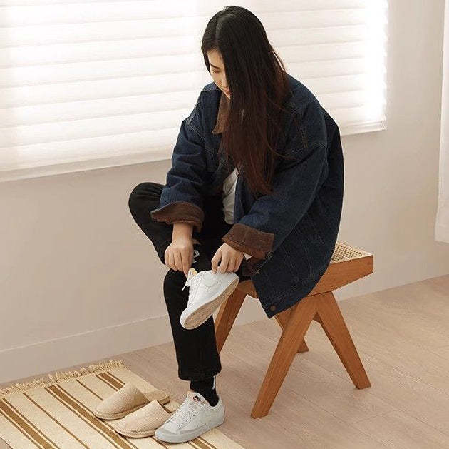 Minimalist Rattan Wood Low Stool