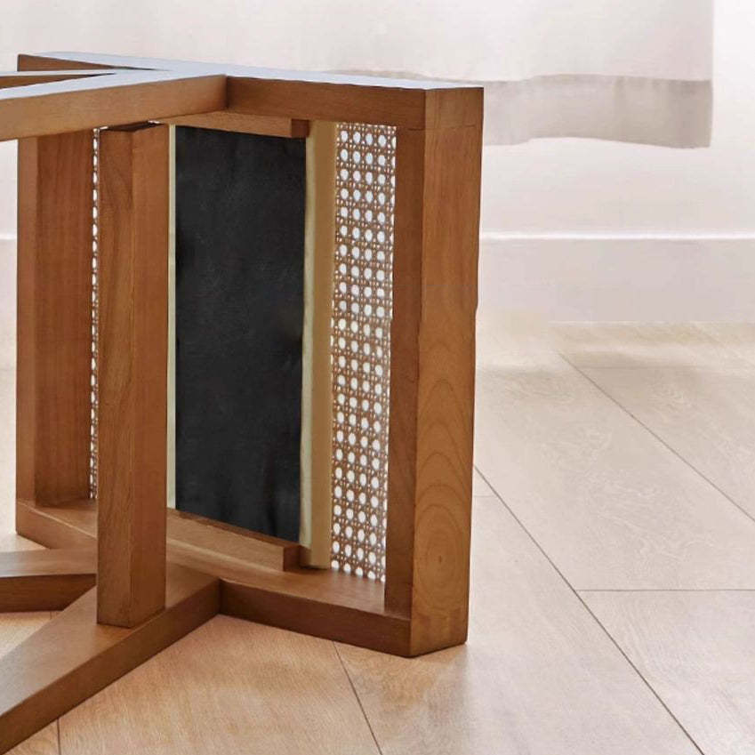 Minimalist Rattan Wood Low Stool