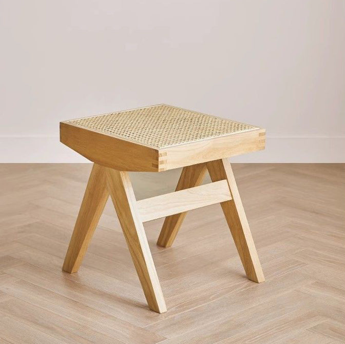 Minimalist Rattan Wood Low Stool