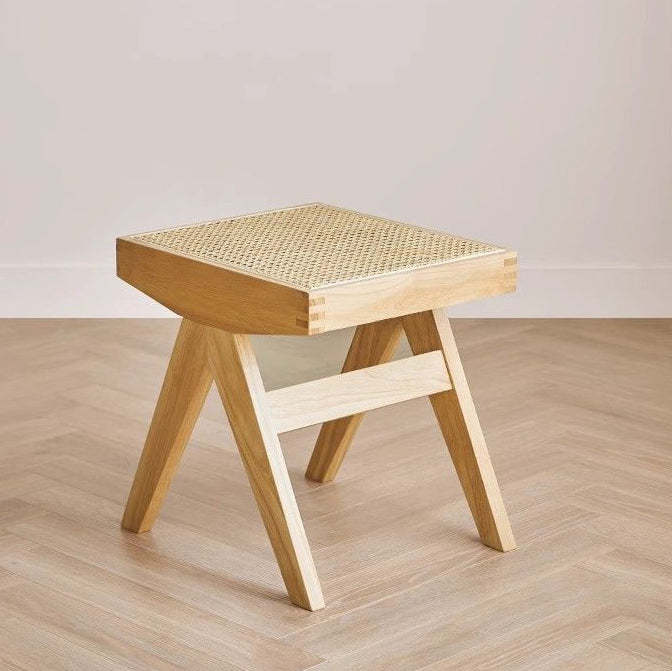 Minimalist Rattan Wood Low Stool