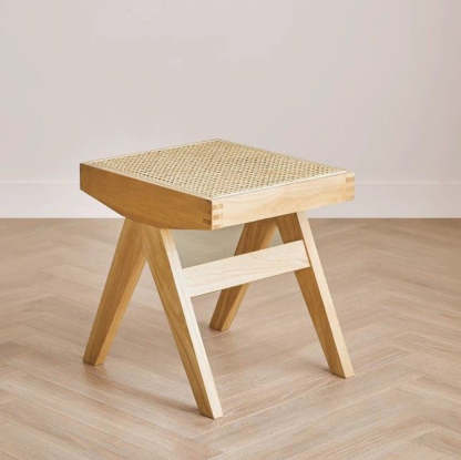 Minimalist Rattan Wood Low Stool
