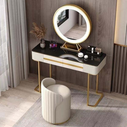 Minimalist Leather Vanity Stool