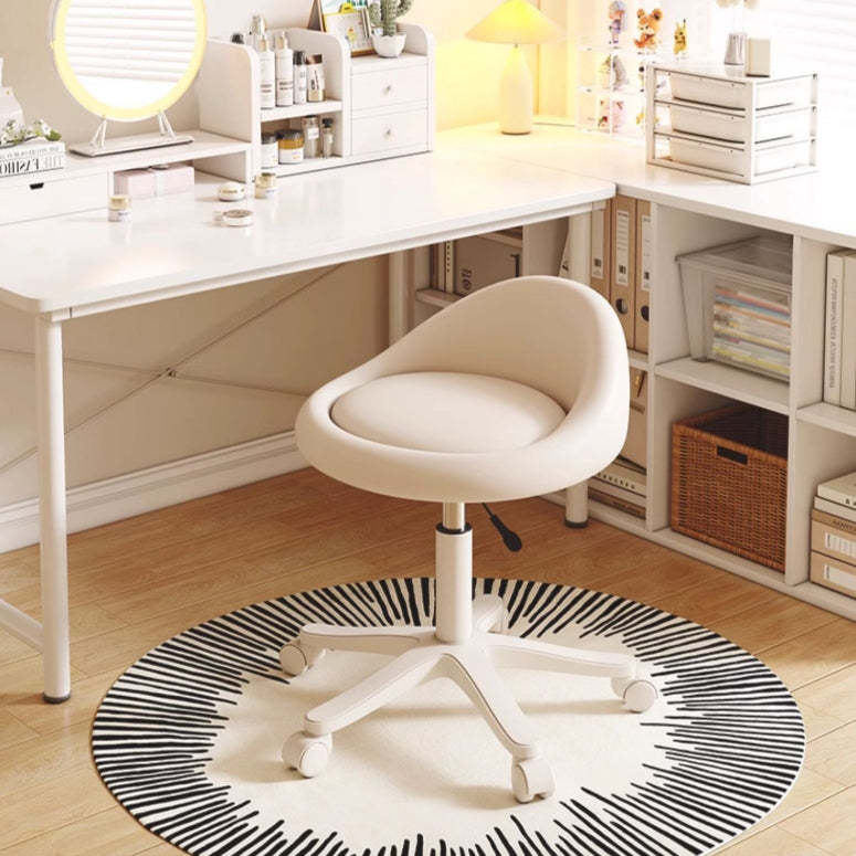 Minimalist Leather Movable Liftable Round Vanity Stool — Beige