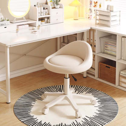 Minimalist Leather Movable Liftable Round Vanity Stool — Beige