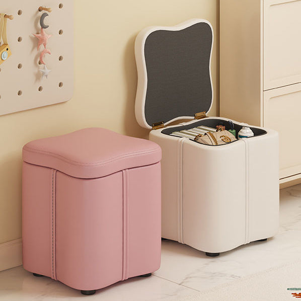 Nordic Quad Flower Tech Fabric Vanity Stool — Orange