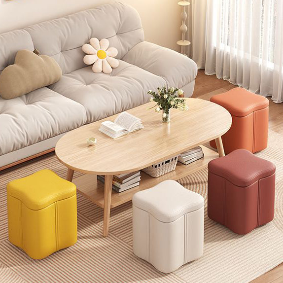 Nordic Quad Flower Tech Fabric Vanity Stool — Yellow