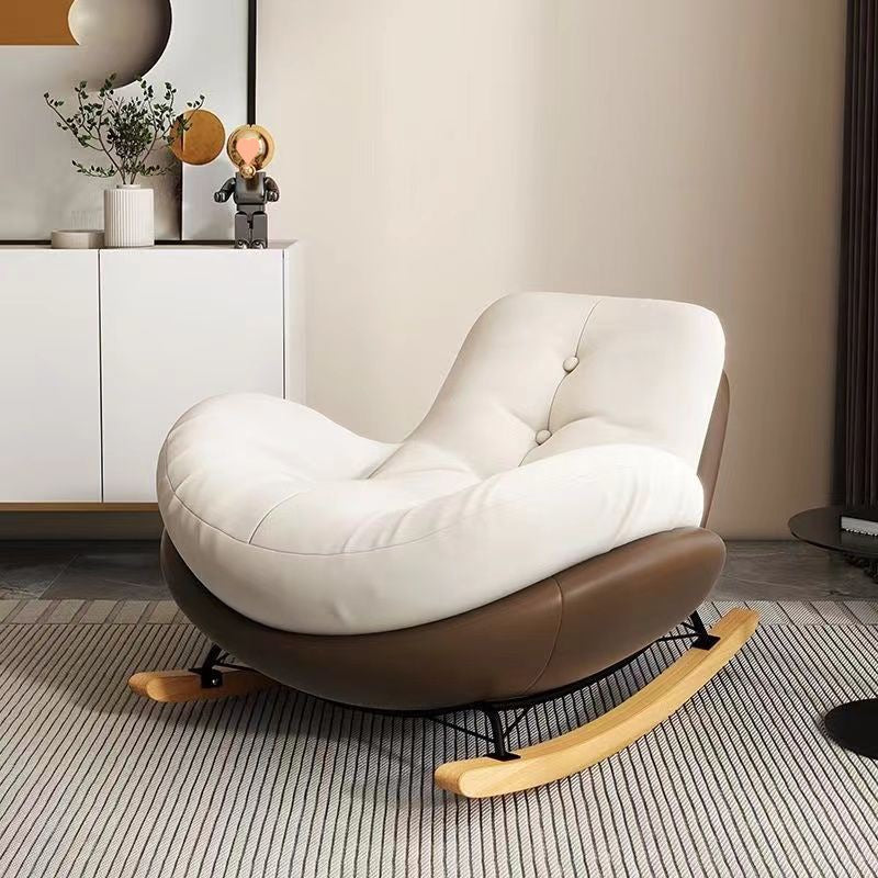 Contemporary Scandinavian Microsuede Iron Solid Wood Oval Square Curved Recliner Backrest Armrest Footrest For Living Room