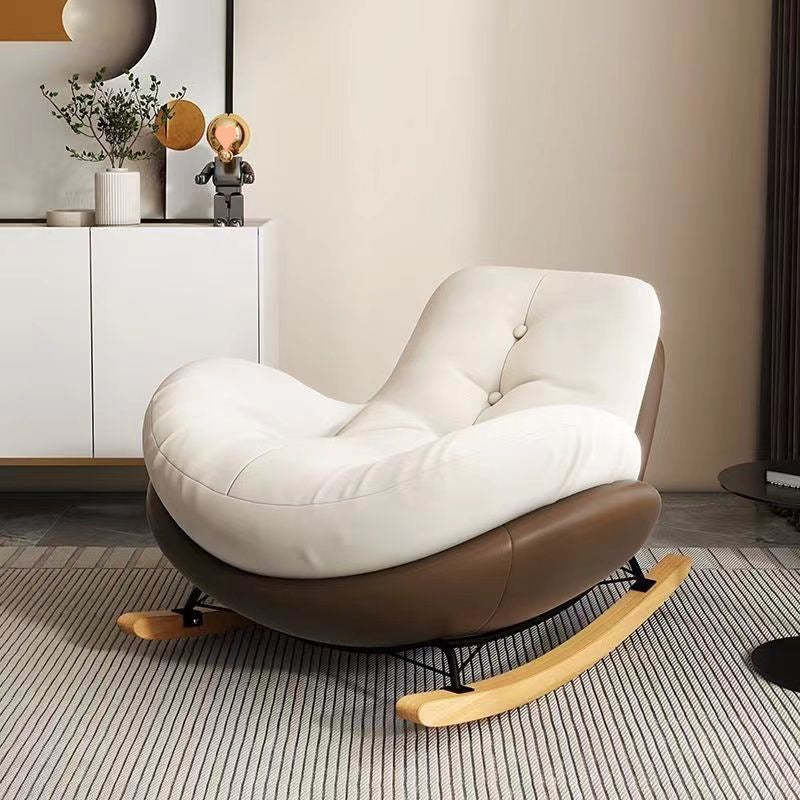 Contemporary Scandinavian Microsuede Iron Solid Wood Oval Square Curved Recliner Backrest Armrest Footrest For Living Room