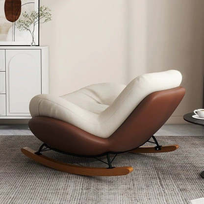 Contemporary Scandinavian Microsuede Iron Solid Wood Oval Square Curved Recliner Backrest Armrest Footrest For Living Room