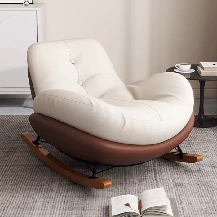 Contemporary Scandinavian Microsuede Iron Solid Wood Oval Square Curved Recliner Backrest Armrest Footrest For Living Room