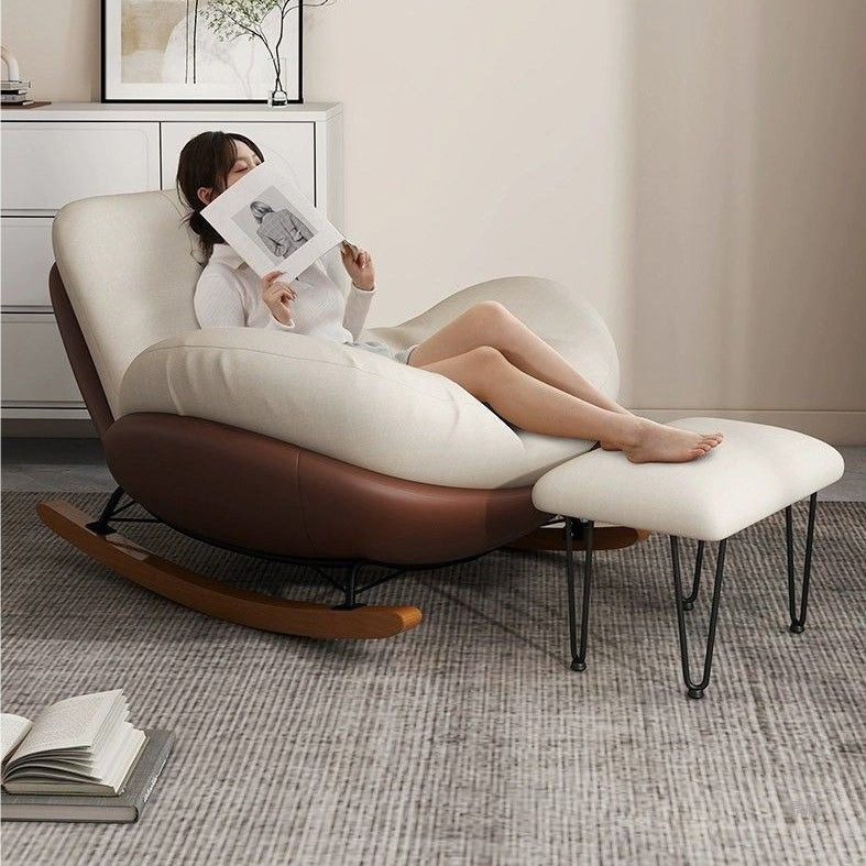 Contemporary Scandinavian Microsuede Iron Solid Wood Oval Square Curved Recliner Backrest Armrest Footrest For Living Room