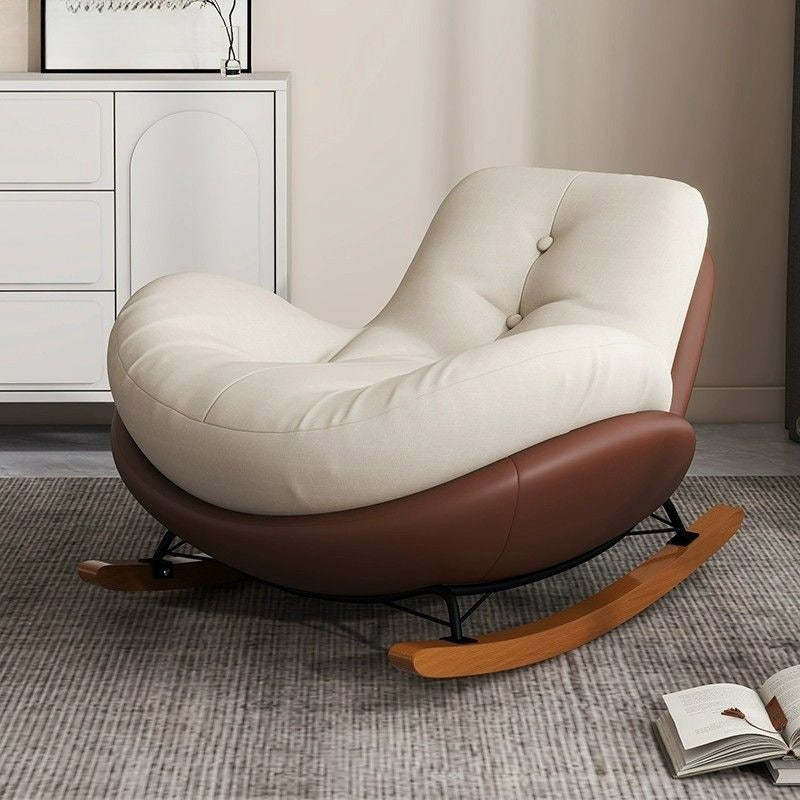 Contemporary Scandinavian Microsuede Iron Solid Wood Oval Square Curved Recliner Backrest Armrest Footrest For Living Room