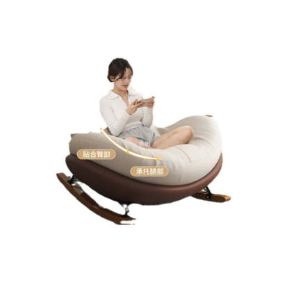 Contemporary Scandinavian Microsuede Iron Solid Wood Oval Square Curved Recliner Backrest Armrest Footrest For Living Room