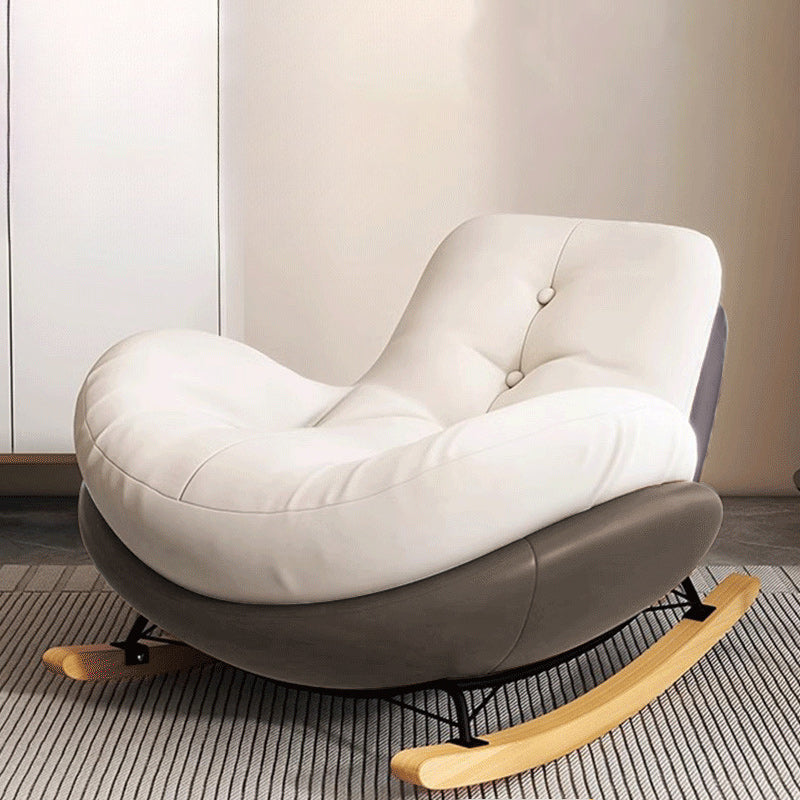 Contemporary Scandinavian Microsuede Iron Solid Wood Oval Square Curved Recliner Backrest Armrest Footrest For Living Room