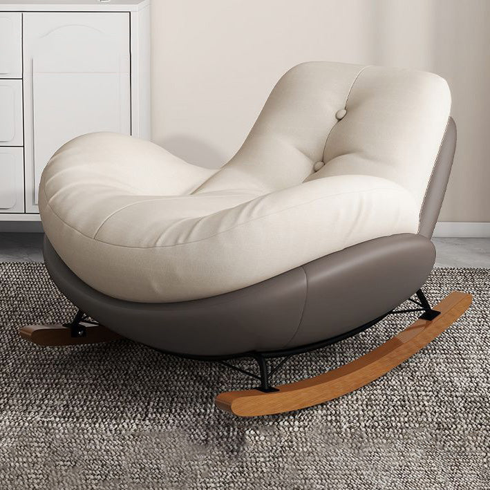 Contemporary Scandinavian Microsuede Iron Solid Wood Oval Square Curved Recliner Backrest Armrest Footrest For Living Room