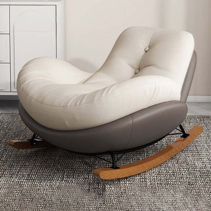 Contemporary Scandinavian Microsuede Iron Solid Wood Oval Square Curved Recliner Backrest Armrest Footrest For Living Room