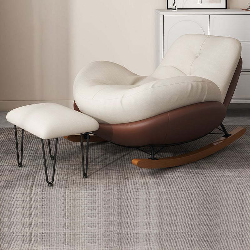 Contemporary Scandinavian Microsuede Iron Solid Wood Oval Square Curved Recliner Backrest Armrest Footrest For Living Room