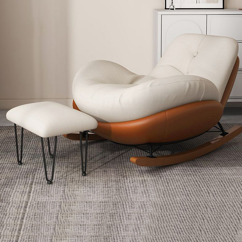 Contemporary Scandinavian Microsuede Iron Solid Wood Oval Square Curved Recliner Backrest Armrest Footrest For Living Room