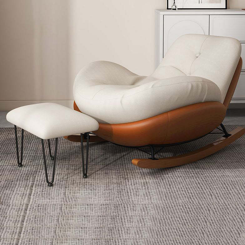 Contemporary Scandinavian Microsuede Iron Solid Wood Oval Square Curved Recliner Backrest Armrest Footrest For Living Room