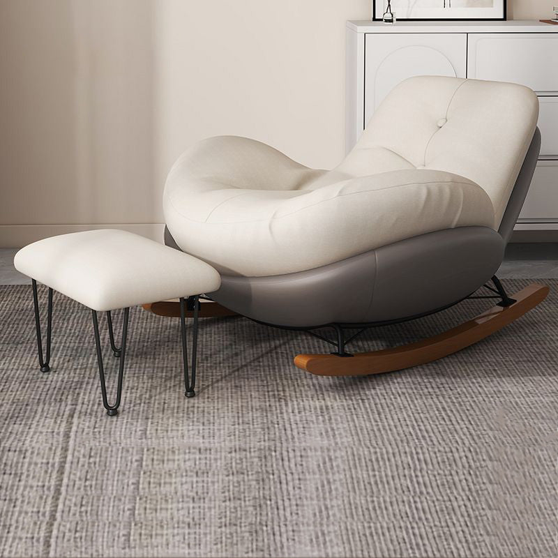 Contemporary Scandinavian Microsuede Iron Solid Wood Oval Square Curved Recliner Backrest Armrest Footrest For Living Room