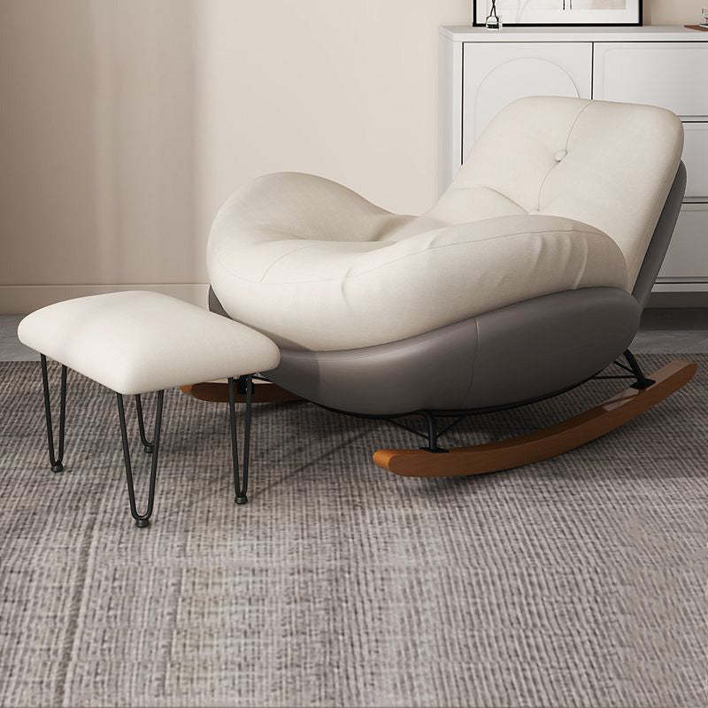 Contemporary Scandinavian Microsuede Iron Solid Wood Oval Square Curved Recliner Backrest Armrest Footrest For Living Room