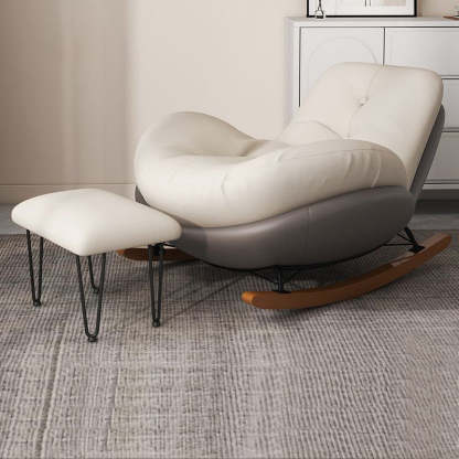 Contemporary Scandinavian Microsuede Iron Solid Wood Oval Square Curved Recliner Backrest Armrest Footrest For Living Room