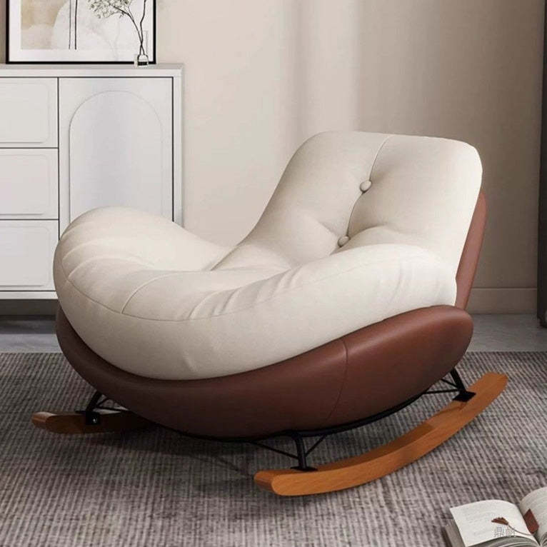 Contemporary Scandinavian Microsuede Iron Solid Wood Oval Square Curved Recliner Backrest Armrest Footrest For Living Room