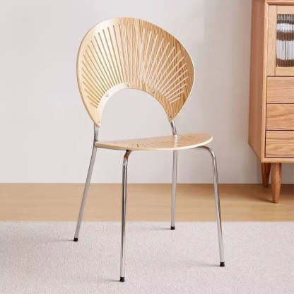 Nordic Shell Solid Wood Steel Dining Chair