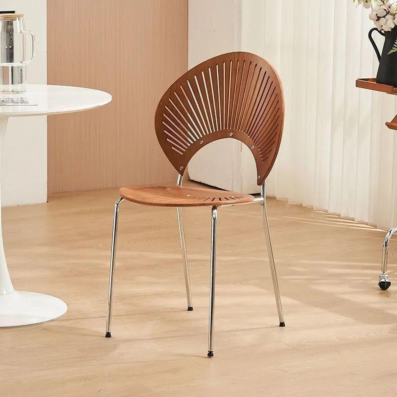 Nordic Shell Solid Wood Steel Dining Chair