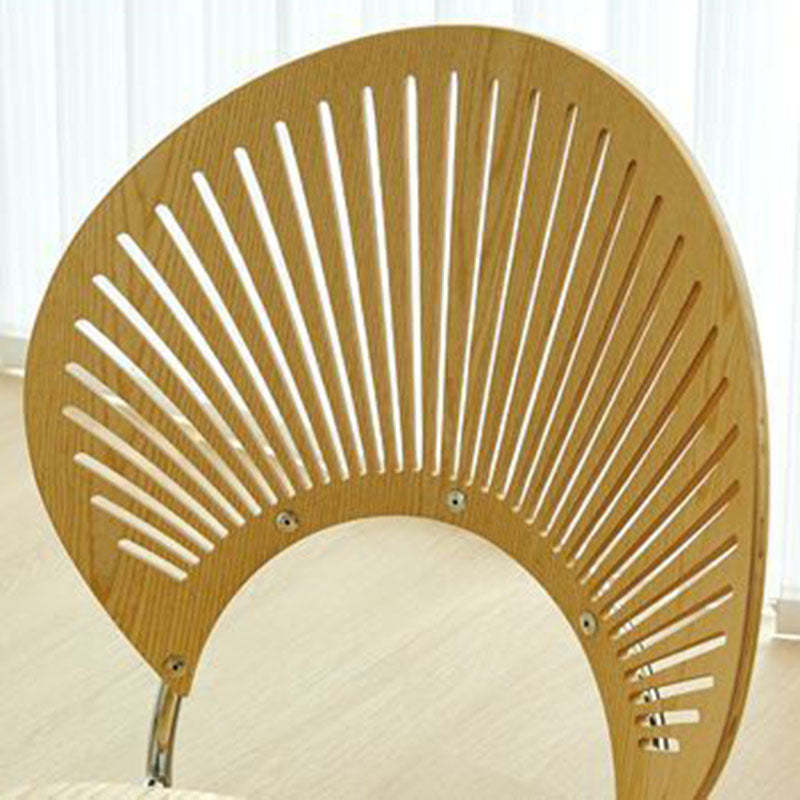 Nordic Shell Solid Wood Steel Dining Chair — Original Wood Color - Black Legs