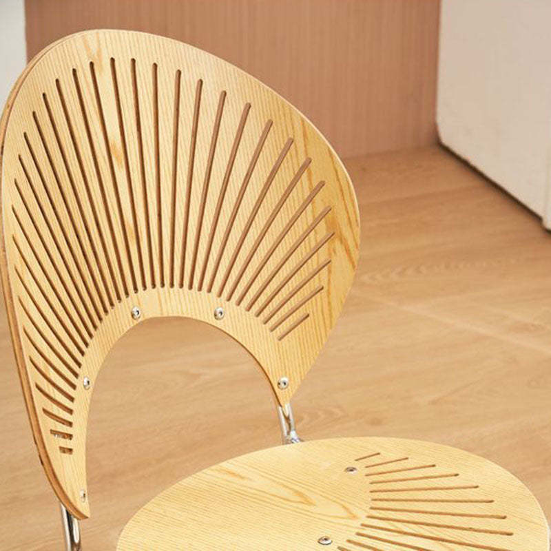 Nordic Shell Solid Wood Steel Dining Chair — Black - Black Legs
