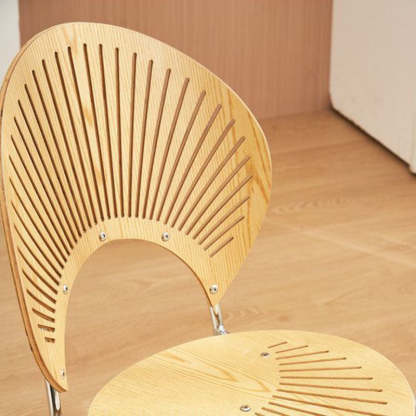 Nordic Shell Solid Wood Steel Dining Chair — Black - Black Legs