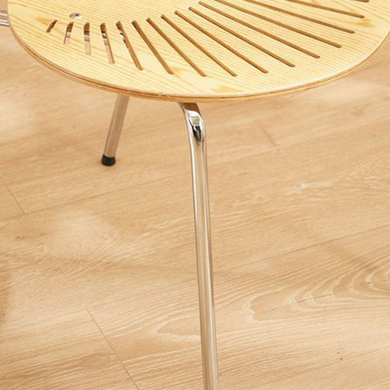 Nordic Shell Solid Wood Steel Dining Chair — Walnut Color - Black Legs