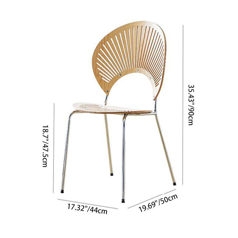 Nordic Shell Solid Wood Steel Dining Chair — Black - Silver Legs