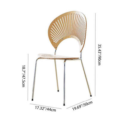 Nordic Shell Solid Wood Steel Dining Chair — Black - Silver Legs