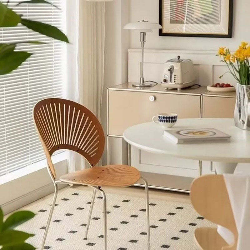 Nordic Shell Solid Wood Steel Dining Chair