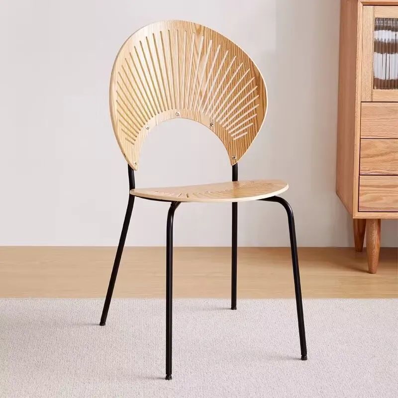 Nordic Shell Solid Wood Steel Dining Chair