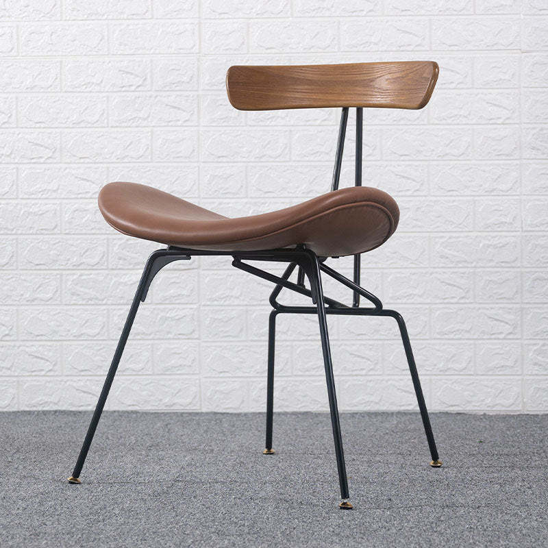 Contemporary gray dining chairs & benches in leather iron wood