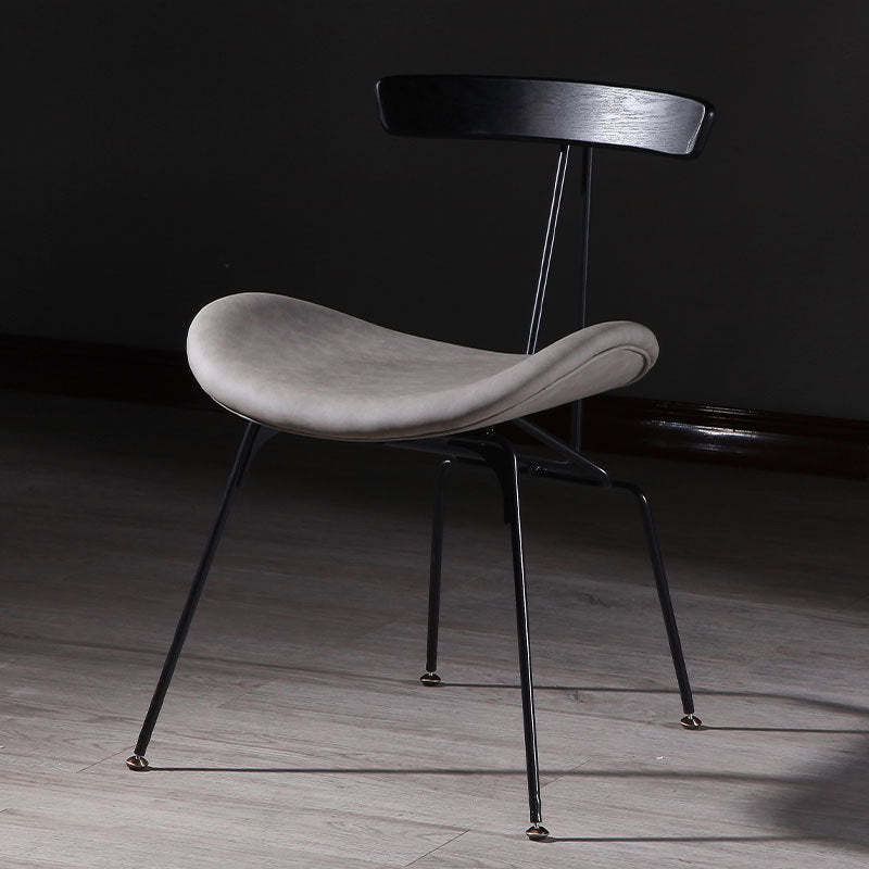 Industrial Iron Wood Leather Dining Chair
