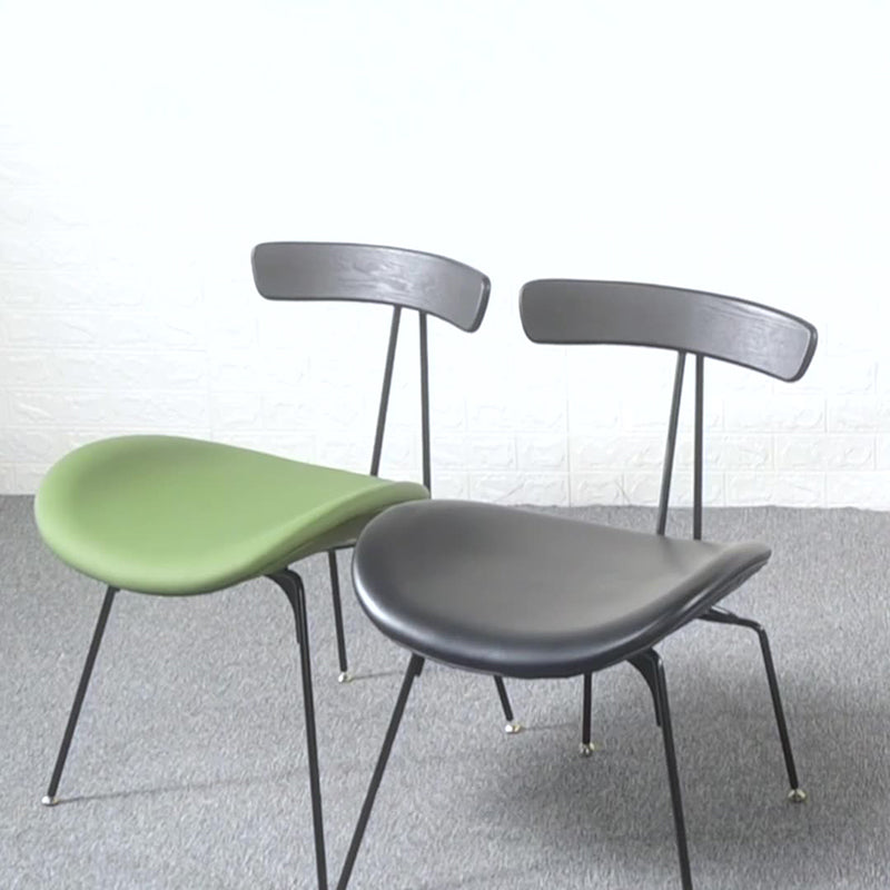 Industrial Iron Wood Leather Dining Chair