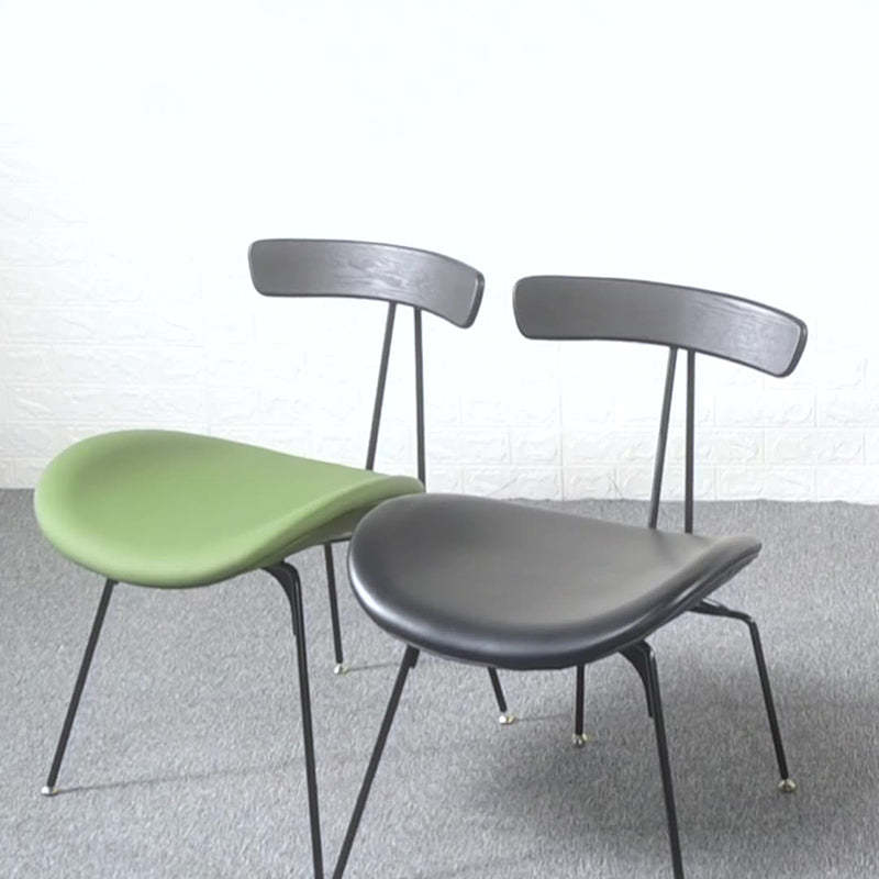 Industrial Iron Wood Leather Dining Chair