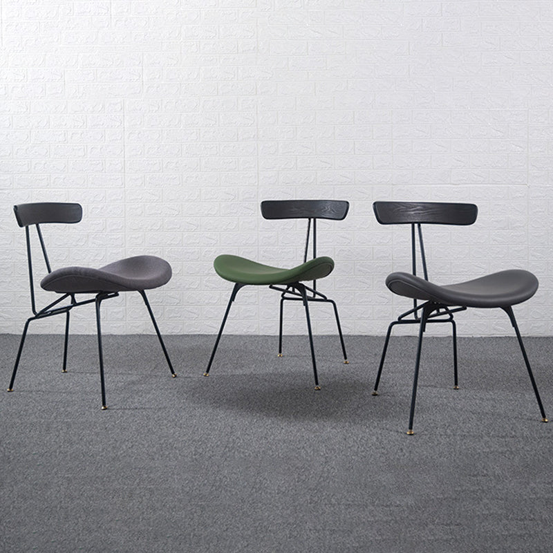 Industrial Iron Wood Leather Dining Chair — Toffee