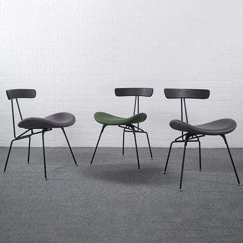 Industrial Iron Wood Leather Dining Chair — Toffee