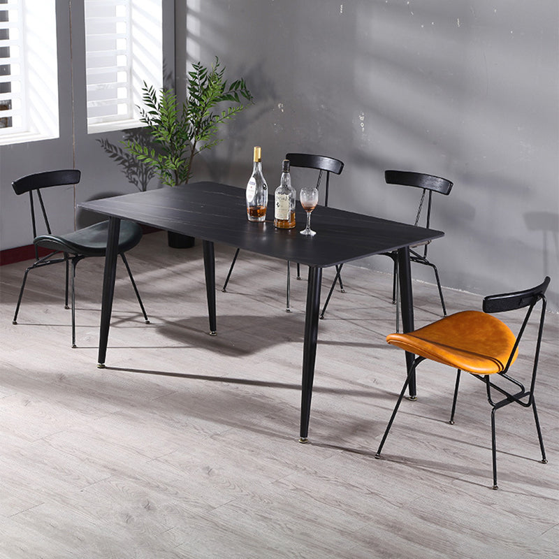 Industrial Iron Wood Leather Dining Chair