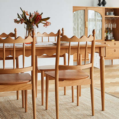 Vintage Cherry Wood Waveform Dining Chair — Cherry Wood Color