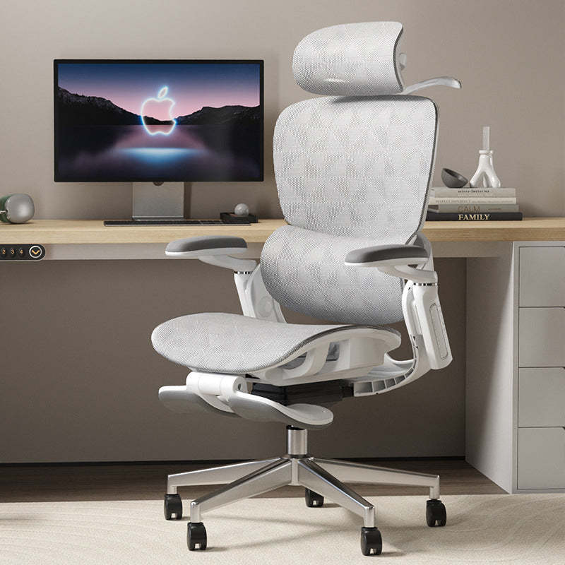 Modern Mesh Nylon Steel Liftable Desk Chair — Without Footrest / White