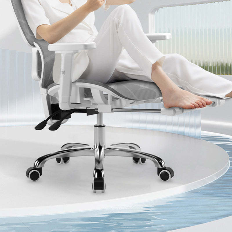 Modern Mesh Nylon Steel Liftable Desk Chair — Mesh / With Footrest / Steel - Black